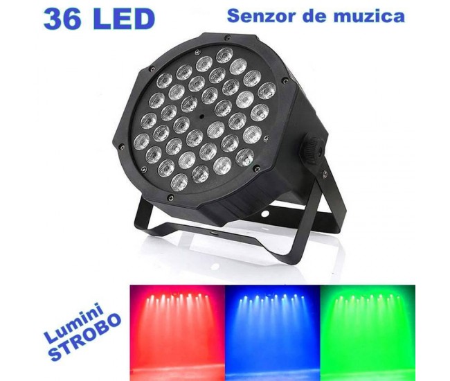 Lumini Disco cu senzor de muzica - 36 LED Proiector joc de lumini Lumini Disco cu senzor de muzica - 36 LED Proiector joc de lumini