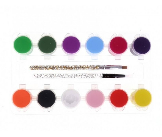Set 12 vopsele acrilice OUMAXI + 2 pensule cadou Set 12 vopsele acrilice OUMAXI + 2 pensule cadou
