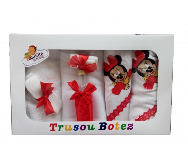 Trusou botez fetite cu Minnie - set personalizat biserica TB24ALINUTA