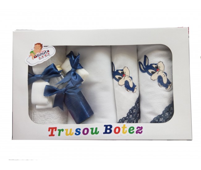 Trusou botez fetite si baieti cu Bugs Bunny - set personalizat biserica TB251ALINUTA