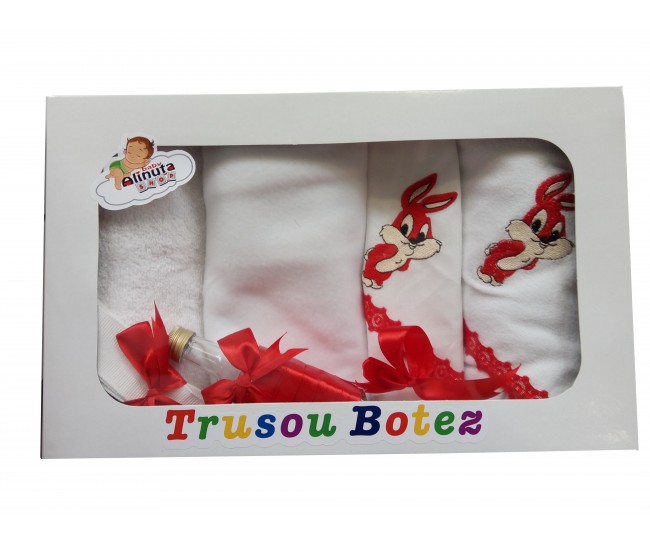 Trusou botez fetite si baieti cu Bugs Bunny - set personalizat biserica TB251ALINUTA