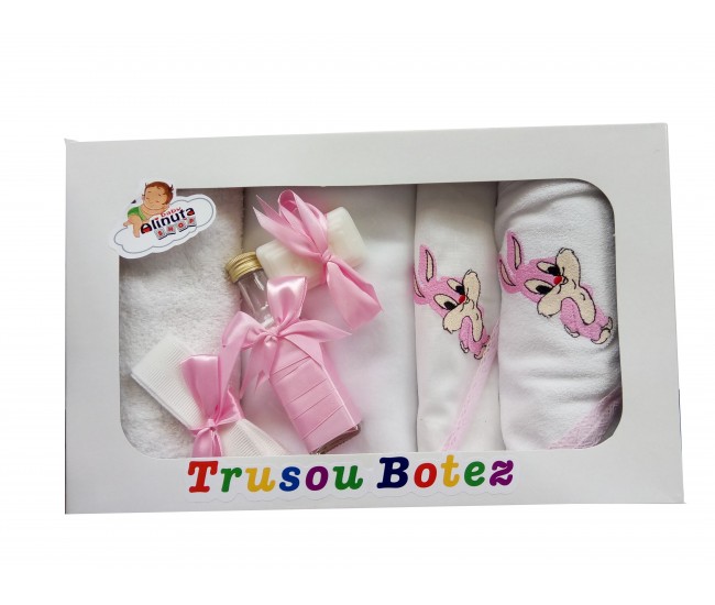 Trusou botez fetite si baieti cu Bugs Bunny - set personalizat biserica TB251ALINUTA