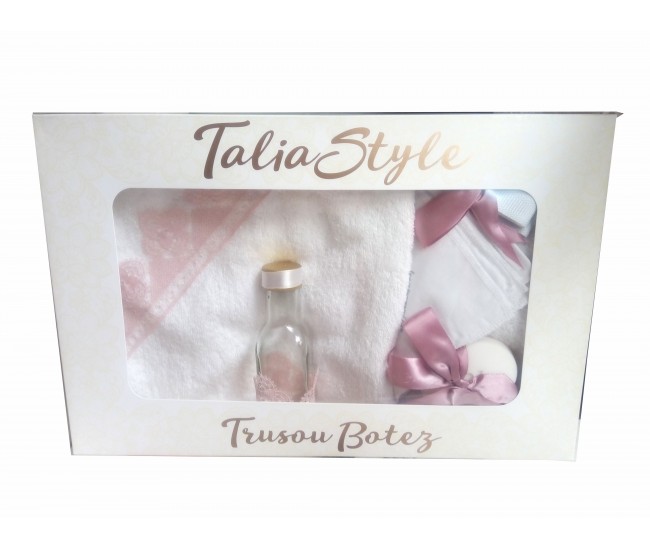 Trusou Botez pentru fetite - set complet pentru biserica Talia01 Trusou Botez pentru fetite - set complet pentru biserica Talia01
