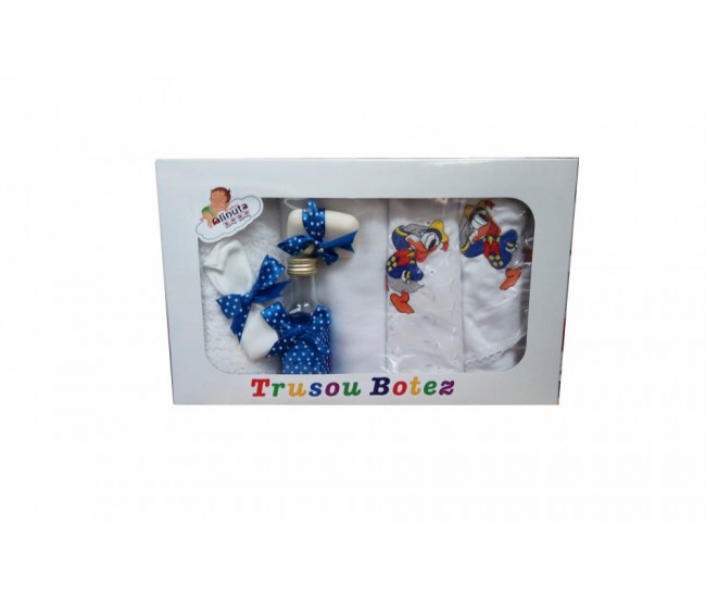 Trusou botez baieti cu Donald Duck - set personalizat biserica TB31ALINUTA Trusou botez baieti cu Donald Duck - set personalizat biserica TB31ALINUTA