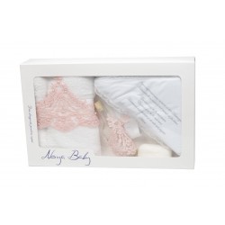 Trusou Botez roz cu broderie royal pentru fetite - set complet pentru biserica TRB514ROZ