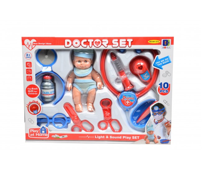Set doctor de jucarie pentru copii, cu o multime de unelte si accesorii, sunete si lumini - ELE661212