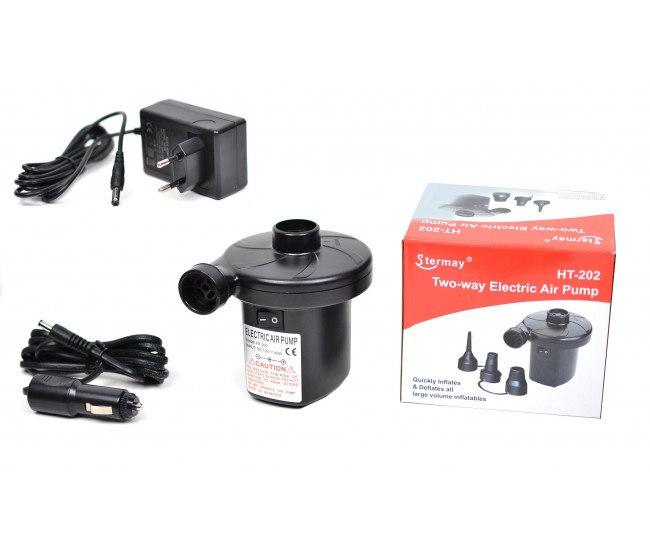 Pompa electrica umflat si dezumflat saltele, piscine, colace, 12V / 220V - HT202 Pompa electrica umflat si dezumflat saltele, piscine, colace, 12V / 220V - HT202