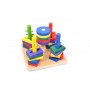 Joc sortator geometric din lemn, jucarie educativa cu 25 de forme geometrice si baza de sortare  - 22263163