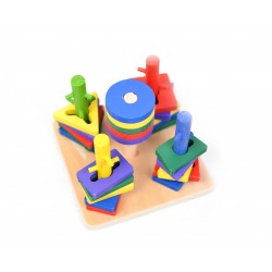 Joc sortator geometric din lemn, jucarie educativa cu 25 de forme geometrice si baza de sortare  - 22263163 Joc sortator geometric din lemn, jucarie educativa cu 25 de forme geometrice si baza de sortare  - 22263163