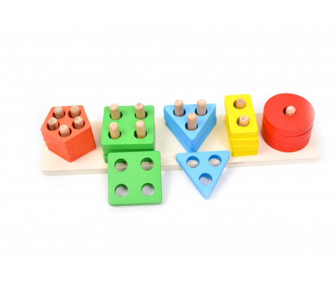 Jucarie creativa de lemn cu forme geometrice - Distractie pentru copii!