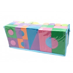 Gentuta cuburi si forme geometrice colorate din burete - Set jucarie 50 piese Gentuta cuburi si forme geometrice colorate din burete - Set jucarie 50 piese