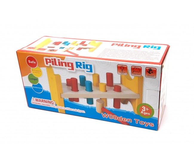 Jucarie multicolora din lemn cu cilindri si ciocan - D8TAN43 Jucarie multicolora din lemn cu cilindri si ciocan - D8TAN43