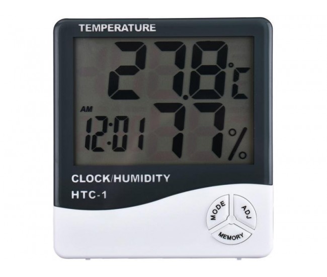 Statie meteo de interior cu Higrometru - Termometru + ceas Display LCD HTC-1