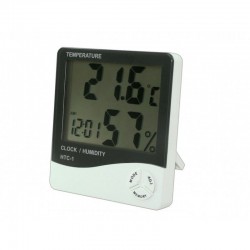Statie meteo de interior cu Higrometru - Termometru + ceas Display LCD HTC-1
