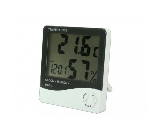 Statie meteo de interior cu Higrometru - Termometru + ceas Display LCD HTC-1