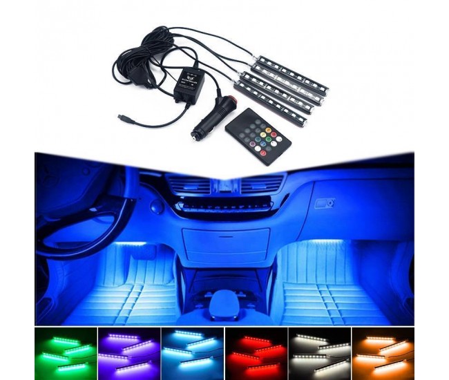 Lumina ambientala auto, tuning masina, cu LED-uri color, telecomanda si senzor de muzica - IRI01WOW