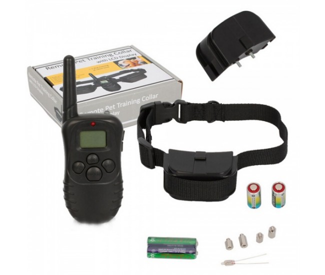 Zgarda electrica pentru dresaj canin, raza 300m, ajustabila, rezistenta la ploaie si praf  - Remote Pet Training Collar LCD Display - 67224