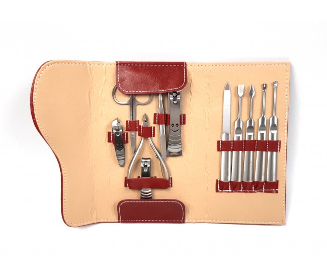 Oferta-Trusa profesionala manichiura Lila Rossa, 11 piese, model rosu RTM11P