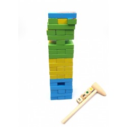 Puzzle, jenga din lemn, jucarie multifunctionala de indemanare, 54 de piese - JG123 Puzzle, jenga din lemn, jucarie multifunctionala de indemanare, 54 de piese - JG123