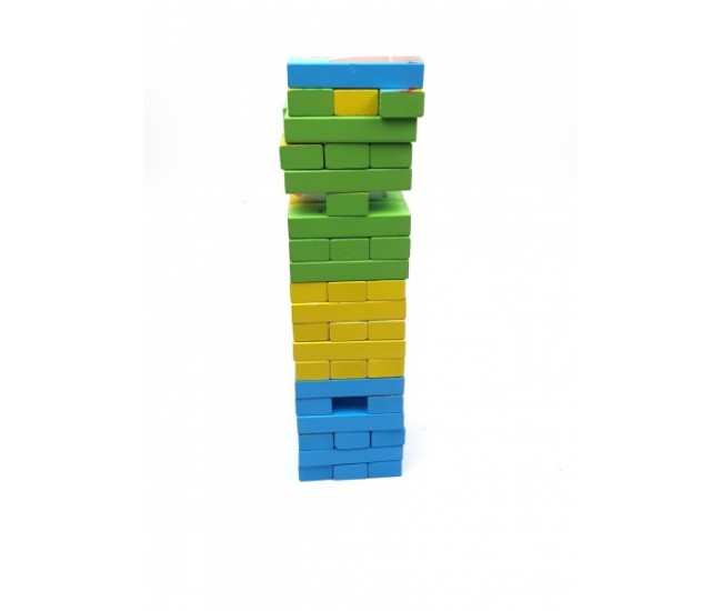 Puzzle, jenga din lemn, jucarie multifunctionala de indemanare, 54 de piese - JG123