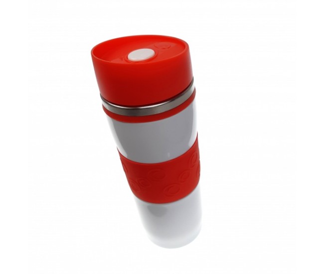 Cana termica, termos 380 ml - White & Red AURILE Thermal Mug
