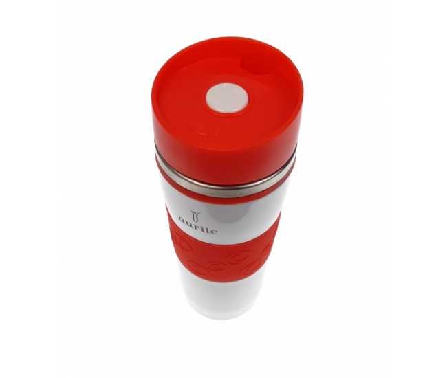 Cana termica, termos 380 ml - White & Red AURILE Thermal Mug