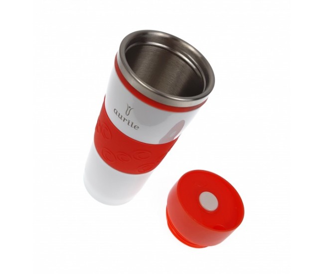 Cana termica, termos 380 ml - White & Red AURILE Thermal Mug