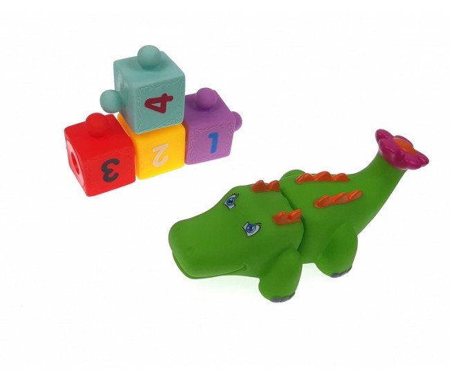 Joc de construit din cauciuc, jucarie cu crocodil pentru copii - CQS05