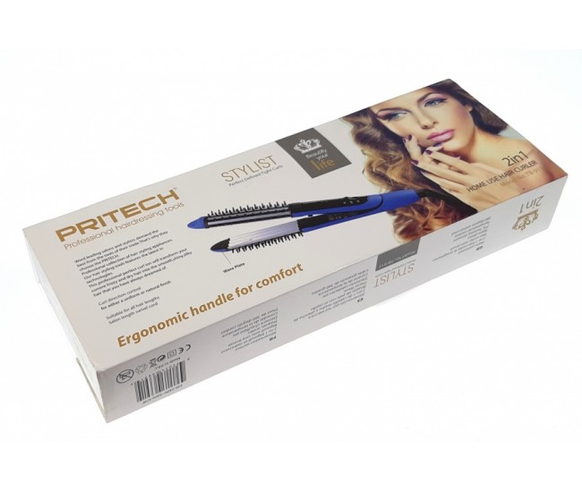 Placa profesionala ceramica de creponat si ondulat parul PRITECH 2 in 1 - TB913BLUE