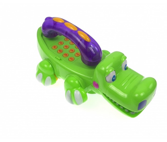 Telefon de jucarie pentru bebelusiin forma de crocodil de la 0-1-3 ani cu melodii si lumini Q88