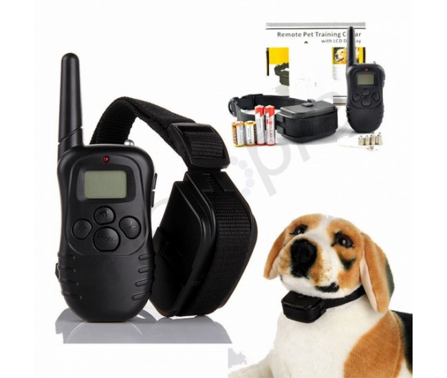 Zgarda electrica pentru dresaj canin, raza 300m, ajustabila, rezistenta la ploaie si praf  - Remote Pet Training Collar LCD Display - 67224
