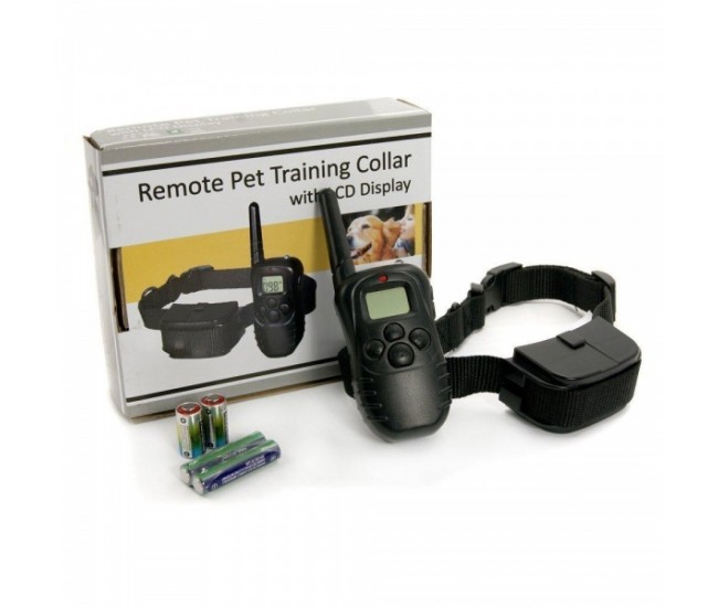 Zgarda electrica pentru dresaj canin, raza 300m, ajustabila, rezistenta la ploaie si praf  - Remote Pet Training Collar LCD Display - 67224