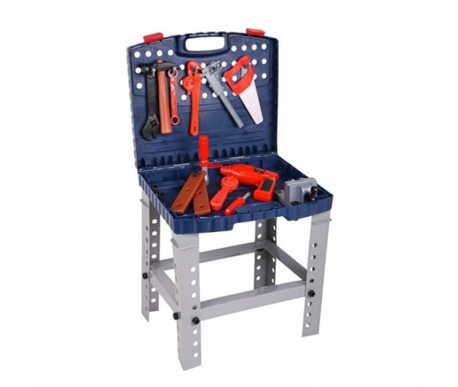 Banc de scule copii cu bormasina electrica de jucarie si o multime de accesorii - 00822 Banc de scule copii cu bormasina electrica de jucarie si o multime de accesorii - 00822