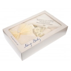 Trusou botez cu broderie galbena pentru fetite si baieti - set complet pentru biserica - TRGALB