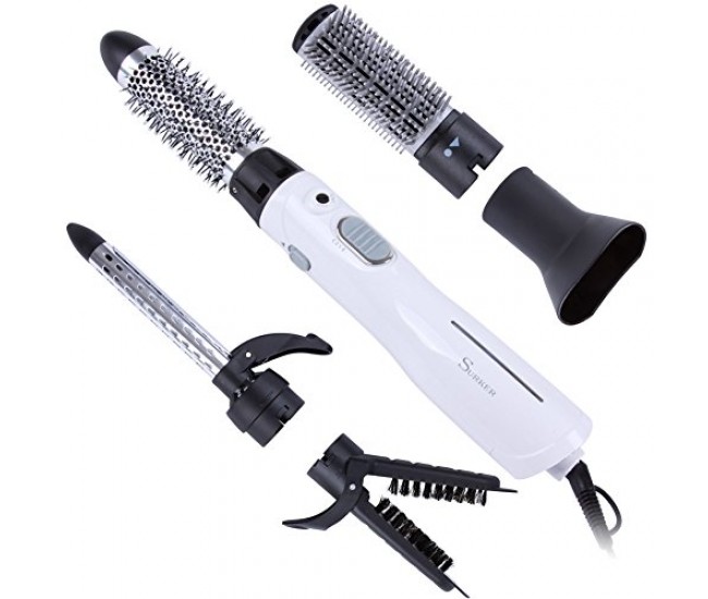 Perie multifunctionala pentru coafat 8 in 1, 1200W, alb, Surker, HB845