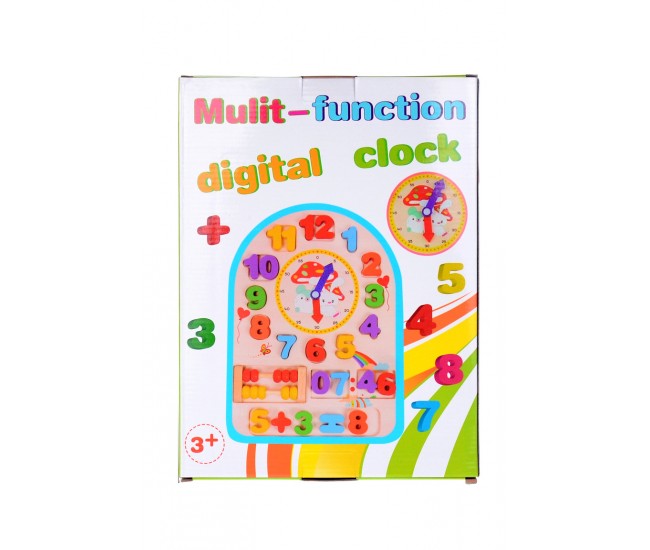 Puzzle matematic cu numaratoare cifre si ceas, jucarie educativa din lemn cu 27 piese - TW06