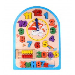 Puzzle matematic cu numaratoare cifre si ceas, jucarie educativa din lemn cu 27 piese - TW06