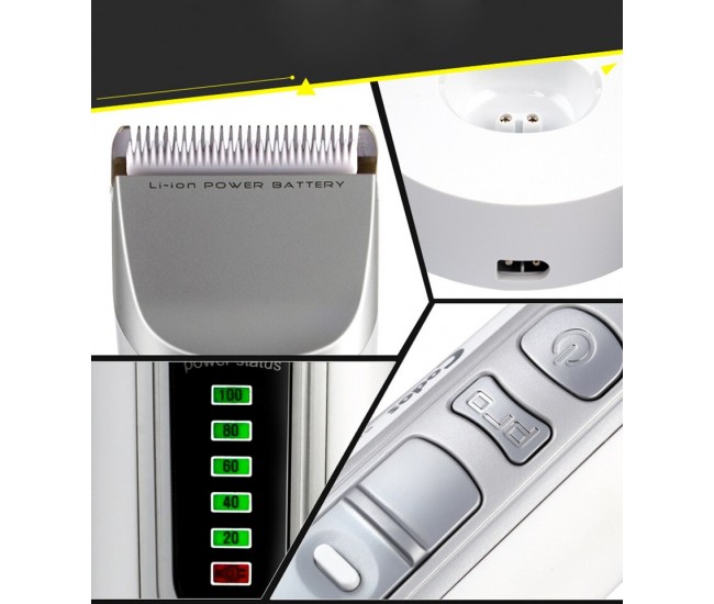 Masina de tuns profesionala cu LED si stand de incarcare Codos - Lama cu invelis din titan si cutit ceramic COS-916 Masina de tuns profesionala cu LED si stand de incarcare Codos - Lama cu invelis din titan si cutit ceramic COS-916