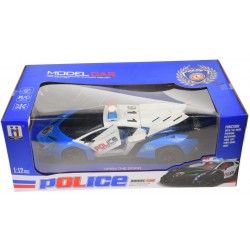 Resigilat - Ambalaj foarte deteriorat - Masinuta cu telecomanda de jucarie, baterie reincarbila, sport, de politie, albastra - RMK328A