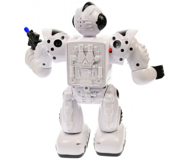 Robot de jucarie cu luminite si sunete, merge, culoare alb - 99111