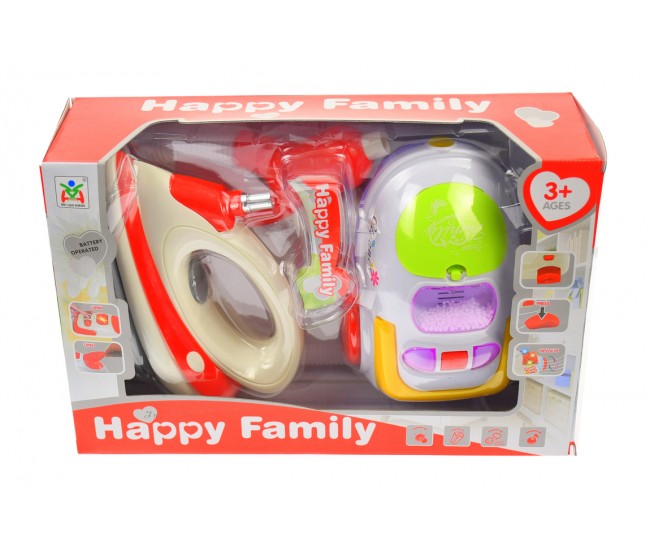 Set aspirator si fier de calcat pentru copii, roz, Happy Family - LS8237K