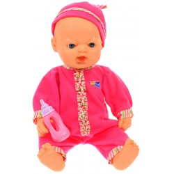 Bebelus de jucarie, Ben, cu biberon, pentru copii, roz - 68013