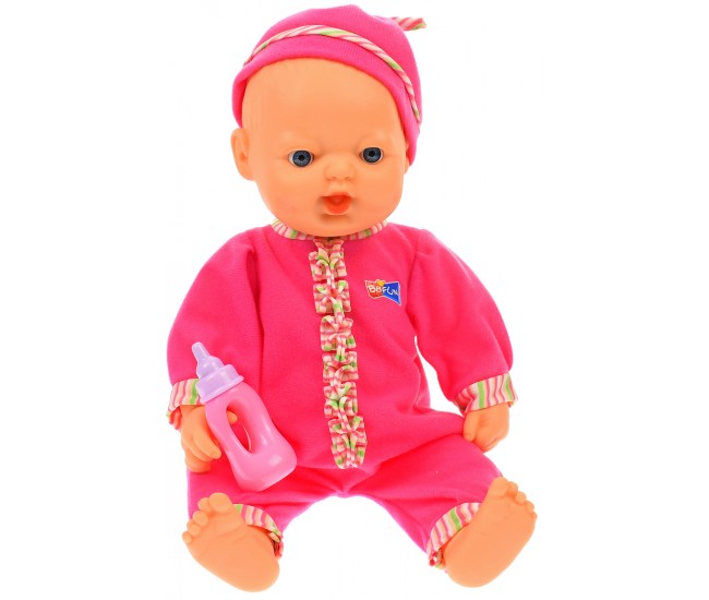 Bebelus de jucarie, Belinda, cu biberon, pentru copii, roz  - 68013