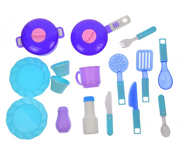 OFERTA! Set Bucatarie de jucarie cu mancare, ustensile, recipiente, sunete si lumini pentru copii - WDA24