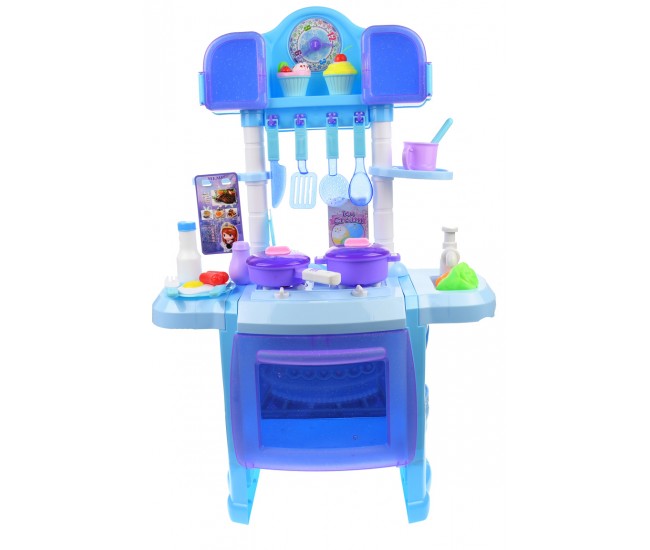OFERTA! Set Bucatarie de jucarie cu mancare, ustensile, recipiente, sunete si lumini pentru copii - WDA24