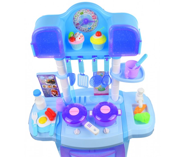 OFERTA! Set Bucatarie de jucarie cu mancare, ustensile, recipiente, sunete si lumini pentru copii - WDA24
