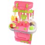 Set Bucatarie de jucarie, troler cu mancare, ustensile, recipiente, sunete si lumini pentru copii - LY638