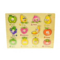 Tabla de jucarie, puzzle din lemn, cu fructe colorate - HMDA3011 Tabla de jucarie, puzzle din lemn, cu fructe colorate - HMDA3011
