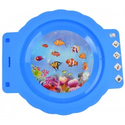 Joc de pescuit, cu undite si pestisori colorati,  jucarie cu diferite functii muzicale, pentru copii, albastru - 732