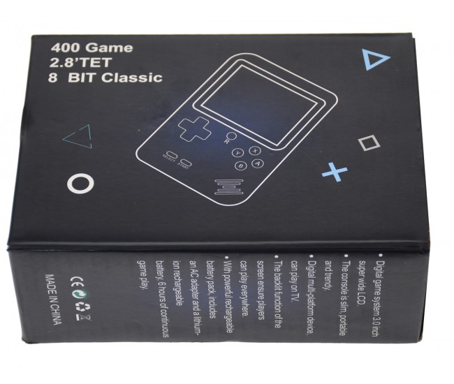 Mini Consola Retro 8bit, portabila si pentru televizor, 400 de jocuri, eran 3", albastru - 400SUP